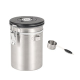 Maxbell Coffee Canister Airtight with Measuring Spoon Coffee Lovers Gifts Sealed Jug silver 1.8L