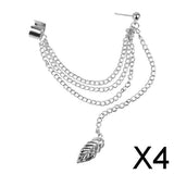 Maxbell 4x1pc Women's Stylish Tassel Leaf Embellished Ear Cuff Earring Silver