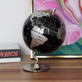 Maxbell Maxbell 5.5 Inch Small Black Silver Illuminated World Globe Alloy Desktop Rotating World Map Globe, Kids Educational Toy Gift