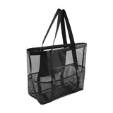 Maxbell Mesh Beach Tote Overnight Bag Storage Shoulder Bag for Work Birthday Vacation Black