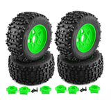 Maxbell 4 Pieces RC Wheels and Tires RC Part for 1/8 RC Rally Car Crawler Accessories Style B Green