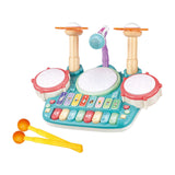 Maxbell Kids Drum Toy Electronic Piano and Drum Set for Kids Preschool Holiday Gifts Blue