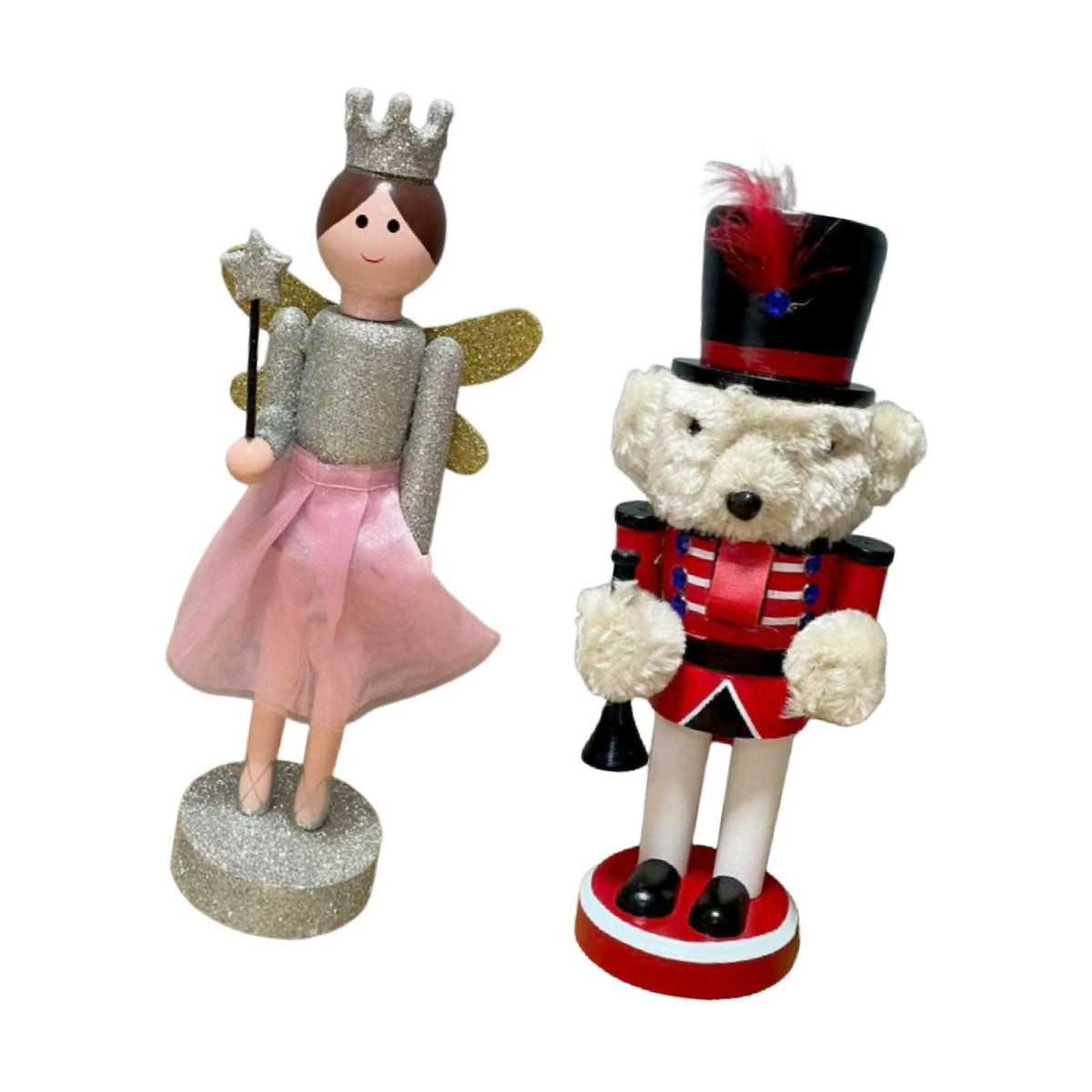 Nutcracker Figurine Craft Nutcracker Doll for Fireplace Festive Scene Layout 1pcs Bear 1pcs Angel