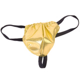 Maxbell Sexy Men's Fashion Underwear Imitation Leather Fabric Thong Bikini T-back -Golden