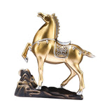 Horse Figurine Sculpture Tabletop Ornament 10x3x10.4inch for Cafe, Bar Decor Golden