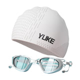 Maxbell Swim Goggles & Swim Cap Set Eyewear Comfortable Lightweight Swimming Goggles White