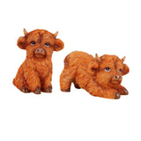 Maxbell 2 Pieces Highland Cow Figurines Cute Collection for Living Room Bedroom Desk