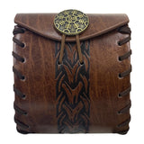 Maxbell PU Leather Belt Pouch Steampunk Medieval Waist Bag for Holiday Stage Cosplay Brown Bone Pattern