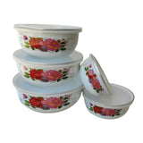 Maxbell 5 Pieces Enamel Covered Bowls Food Prepared Bowls for Prepping Rice Biscuits Style D