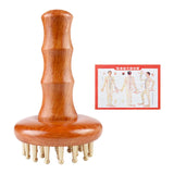 Wooden Massage Comb 29 Brass Tooth Styling Deep Tissue Guasha Scraping Brush with point map