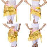 Maxbell Belly Dance Tassel Triangle Shawl Belt Chain Costume Hip Scarf Sequin Yellow