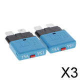 Maxbell 3x2 Piece Automatic 28V Marine Resettable Fuse Auto Circuit Breaker Blade 15A