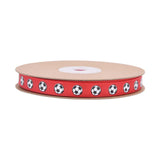 Soccer Ribbon 1cm Wide Soccer Pattern for Sewing Graduation Party Decoration Red