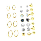 Maxbell 11 Pair Earrings Set Trendy Hoop Earrings for Graduation Engagement Birthday Style B