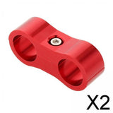 Maxbell 2xCar 2-Hole Fuel Hose Separator Clamp Oil Fuel Line Clamps Adapter AN6 Red
