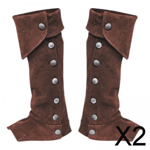 Maxbell 2xPirate Boot Cover Steampunk Renaissance Knight Warrior Costume Accessories Brown