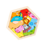 Maxbell Wooden Infant Puzzles Cute for Kids Beginner Preschool Educational Activity Pattern