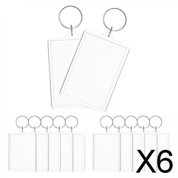 Maxbell 6x12x Photo Frame Keychains Clear Gifts with Split Ring Photo Holder Keychains