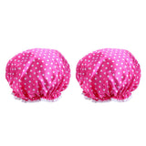 Maxbell Maxbell 2 Pieces Double Layer Waterproof Shower Bathing Caps for Women Rose Red