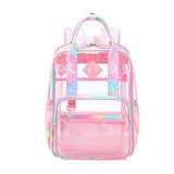 Maxbell Transparent Backpack PVC Clear Laptop Backpack for Teens College Pink Colorful