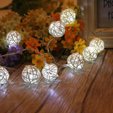 Maxbell LED Rattan Ball String Fairy Light for Christmas Decor 2.2m-20 Led White - Aladdin Shoppers