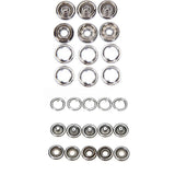 Maxbell 2x50 Sets (7/16 & 3/8") New Open Ring No Sew Snaps Fasteners Silver Sewing