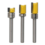 Maxbell Mortise Template Flush Trim Router Bit Milling Cutter 6mm Shank with Bearing Woodworking DIY Tools, 3 Pack - Aladdin Shoppers