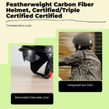 Carbon Fiber, Retro Half Helmet, Lightweight, Men and Women Glossy Carbon Fiber S