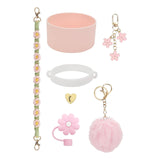 Cup Accessory Set Cute Keychain Charms for Outdoor Activities Travel Handbag Light Pink