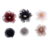 Maxbell 6 Pcs Gauze Flowers Flatbacks Buttons Embellishments DIY Crafts Decoration