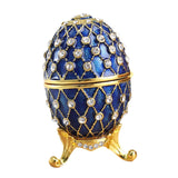 Easter Egg Shape Trinket Box Organizer Bracelets Enameled Hinged Trinket Box Blue