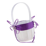Maxbell 3pcs Satin Wedding Flower Girl Basket Double Heart Rhinestone Decor Purple