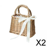 Maxbell 2xBeach Bag SRattan Purse Tote Holiday Travel Storage Busket Handbag Rectangle