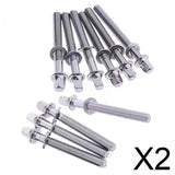 Maxbell 2x10Pcs Drum Tight Screw Durable Drum Tension Rods for Repair Parts Drum Snare 5mmx50mm