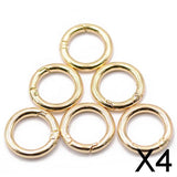 Maxbell 4x6Pcs Backpack Plated Alloy Round Spring Snap Hooks Clip Keychain Ring Gold