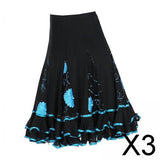Maxbell 3xBallroom Dance Skirt Dancing Costume Stage Performance for Women Lake Blue
