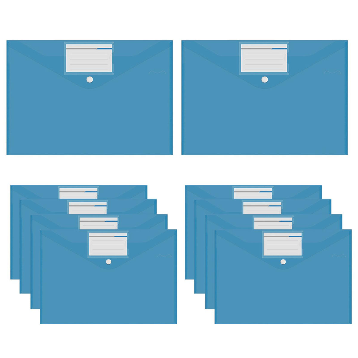 Maxbell 10 Pieces File Folder with Label Pocket for Bill Receipt Cards Business Trip blue