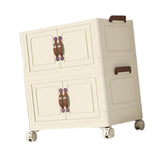 Maxbell Foldable Storage Cabinet Fashion Portable for Farmhouse Drawing Room Kitchen Beige 2 Layers 70 cm