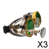 Maxbell 3xFashion Steampunk Glasses Ocular Loupe Photo Prop Colored frame Sunglasses Green