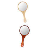 Maxbell 2Pcs Portable Wooden Hand Vanity Mirror with Handle for Home Travel Wood