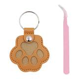 Maxbell Pet Hair Memorial Keychain Wallet PU Leather Hair Collector Portable Pendant Light Brown
