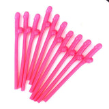 Maxbell 10pcs Hen Night Party Dicky Sipping Straw Rose Red