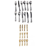 Maxbell 2 Sets 24 Stainless Steel Dollhouse Miniature Dining Tableware Fork Spoon Set