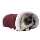 Maxbell Maxbell 2 in 1 Tube Cat Play Tunnel Warm Carpet Mat Small Animals Bed Pet Toy Red_S