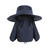 Maxbell Outdoor Sun Hat Foldable Breathable Mesh for Travel Mountaineering Gardening Navy Blue