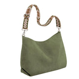 Maxbell Corduroy Tote Bag Zipper Closure Trendy Crossbody for Work Shopping Everyday Green