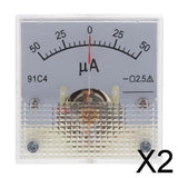 Maxbell 2xDC Ammeter Analog Panel Meter Amp Meter Current Gauge Pointer Type 50uA