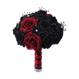 Maxbell Artificial Rose Flowers Goth Flower Bouquet for Garden DIY Craft Theme Party Dark red