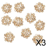Maxbell 3xCrystal Diamante Pearl Flower Buttons FLATBACK Embellishment L