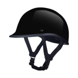 Motorcycle Helmet, Lightweight Open-Face, Certified Shockproof Protection, Vintage Design, For Men & Women, Quick Release Buckle, Matte Black L Bright Black